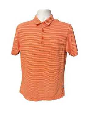 Patagonia Men's Orange Striped Polo Shirt Small